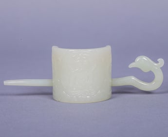 Carved Buddha phoenix hairpin jade crown