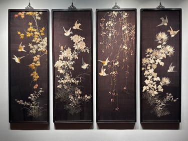 Embroidery flower and bird four seasons map