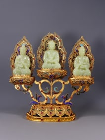 Gilt gilt set Hetian jade Buddha
