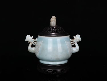 Sky blue glaze phoenix ear aromatherapy stove