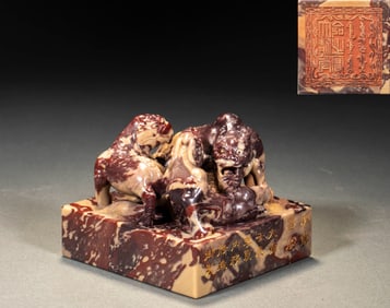 Shoushan stone in Qing Dynasty seals with emperor order beast button