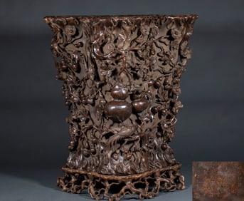 Agarwood Fu Lu longevity painting jar