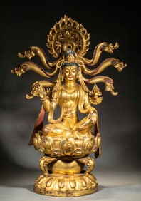 Bronze gilt Guanyin statue