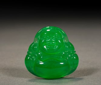 Qing Dynasty jade Maitreya Buddha plate