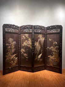 Flower and bird embroidery screen of late Qing Dynasty and Republic of China