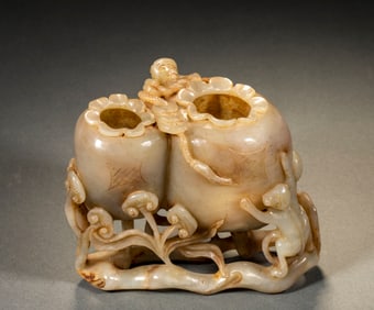 Hetian jade golden monkey into treasure water cheng