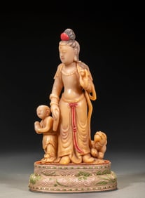 Still are shou mountain stone sent son Guanyin ornaments