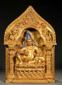 Qing Dynasty Qianlong year bronze gilt statue of the God of wealth
