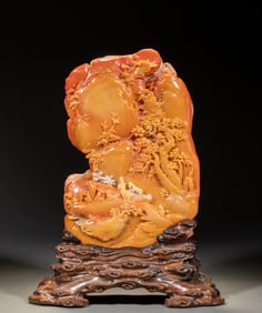 Shoushan stone mountain water pavilion figure decoration