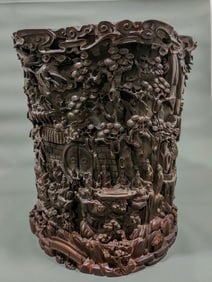 Agarwood, Bamboo Grove of the Seven Sages, painted urn