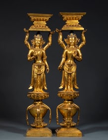 Qing Dynasty Qianlong Kasemoro four arms Buddha statue