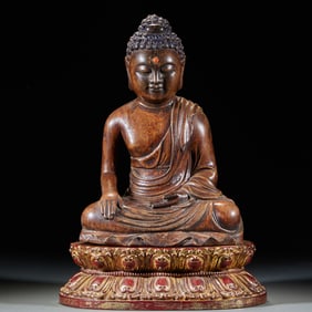 Incense Wood Buddha Sakyamuni Seated Statue