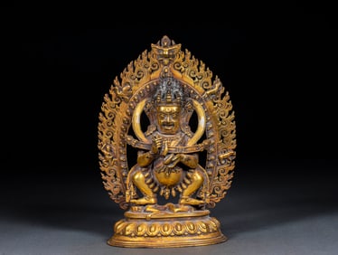 Yongle period of the Ming Dynasty, gilded, backlit Buddha statue