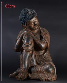 Bronze partially gilded Buddha sitting statue