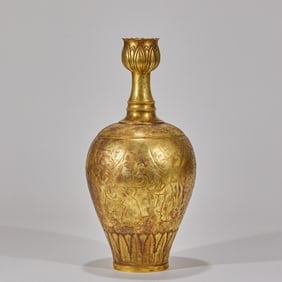 Before the Ming Dynasty gold Khitan script "Figure" wide-mouth bottle