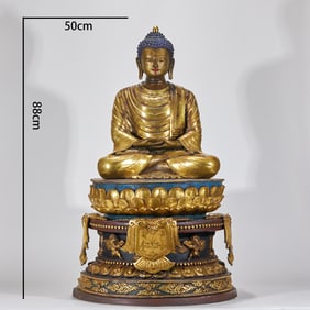 Bronze gilded Amitabha Buddha seated statue