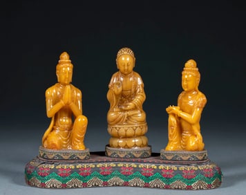Jadeite Carving: Western Trinity, Tianhuang Stone Tabletop Ornament