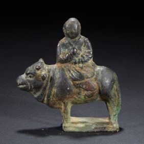 Ancient before Ming Dynasty: Copper Boy Riding an Ox