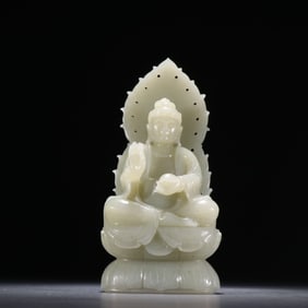 Qing Dynasty: Hetian Jade, Guanyin Tabletop Ornament