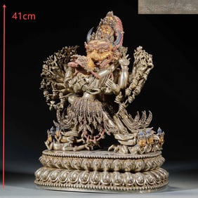 A large silver Vajradhara from the Yongle period of the Ming Dynasty