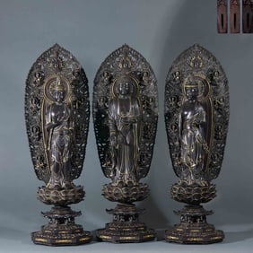 Gilded wood-carved statues of the Three Western Sages