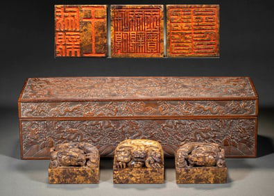 A Set of Animal-shaped Seals made of Qingtian Stone