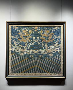 Mid to Late Qing Dynasty, Brocade with Dragon Pattern for Robes: Late Qing Dynasty Brocade Silk with Dragon Pattern, 96.5 cm in length, 90 cm in width