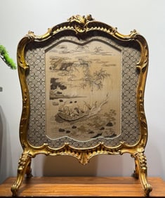Cantonese Embroidery Screen "Longevity of the Pine and Crane"