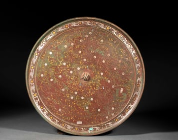 Ancient Copper Mirror with Inlaid Gold and Silver and Celestial Patterns, before the Ming Dynasty