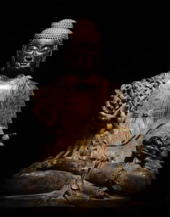 Large Buddha statue on a stone with engraved sutras and painted in colors from before the Ming: Ancient before the Ming Dynasty, engraved scriptures, painted large Buddha on bluestone, 110 cm high, 75 cm wide, 60 cm thick