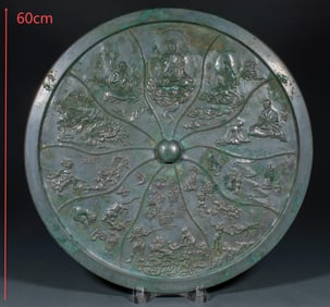 Bronze mirror with the "Ten Buddha Realms" from before the Ming Dynasty