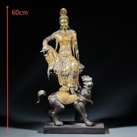 A gilded bronze statue of Manjusri Bodhisattva Buddha