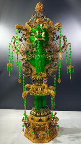 Gilded filigree inlaid with high-ice jade [Ruyi Guanyin]