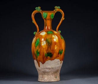 Tang Sancai Double Dragon Ear Appreciation Vase