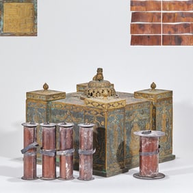 A set of five volumes of gilded copper scriptures with pure silver inside, made in the Zhenguan
