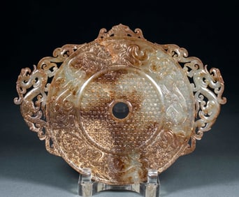 Ancient jade double-dragon jade disc