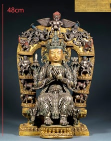 A seated statue of Tara with a gilded silver body from the Ming Dynasty
