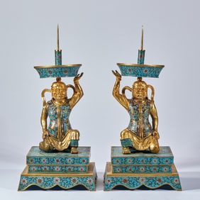 Enamel figure candlestick