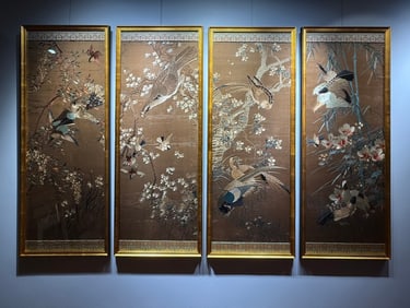 A set of flower-and-bird embroidery from the Republic of China era