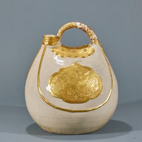 Ding Kiln gold-coated leather bag teapot
