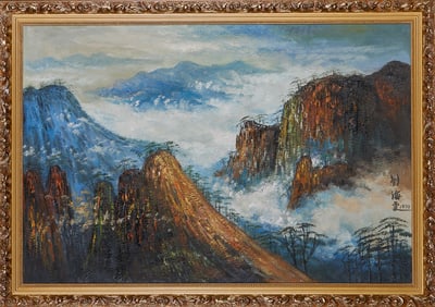 A landscape oil painting frame by Liu Haisu