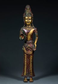 A gilded bronze Buddha named A Cuo Ye from the Ming Dynasty or before