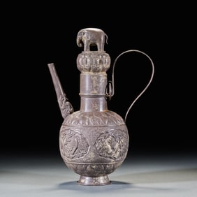 A pure silver flower and phoenix pattern ewer before the Ming Dynasty