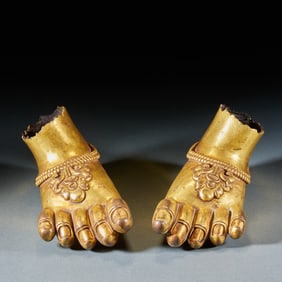 Gilded copper Buddha's feet