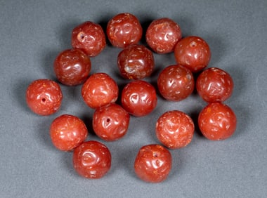 Seventeen agate beads