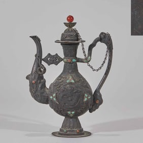 Ming Dynasty Engraved Gemstone Dragon Pattern Teapot