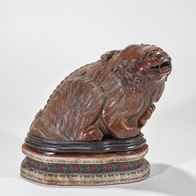 Bamboo Carved Auspicious Beast Incense Burner