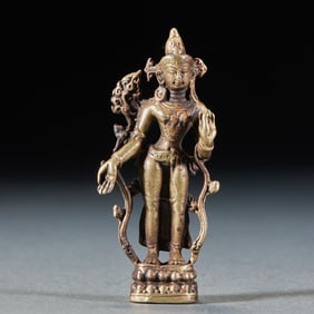 Bronze Standing Guanyin Statue Portable Buddha