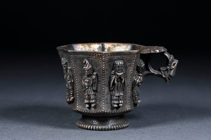Silver Carved Figure Wine Cup