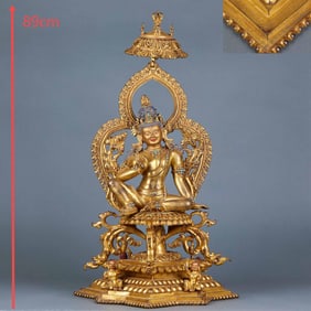 Copper-gilt self-attained Guanyin of the Chenghua period of the Ming Dynasty